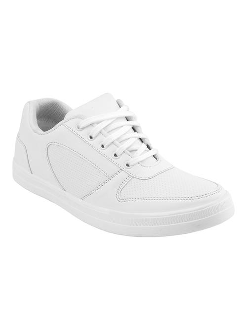 white leatherette lace up sneaker - 14493672 - Very Small Image - 1