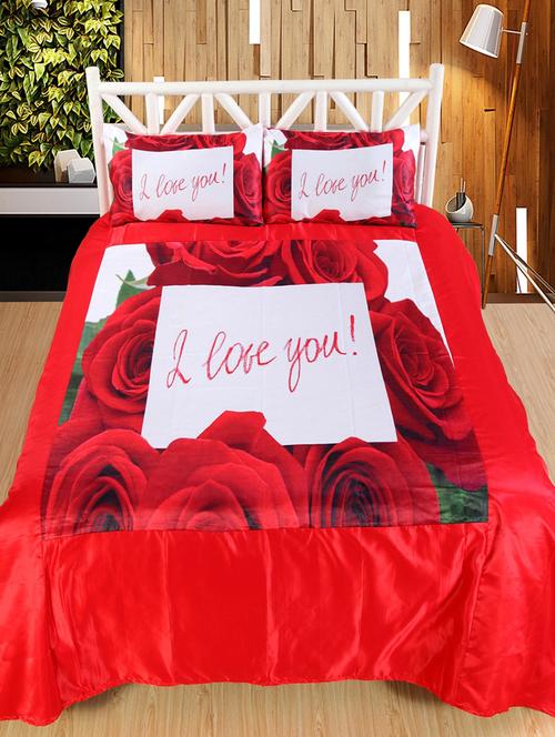 i love you print double bedsheet with 2 pillow covers - 14494129 - Very Small Image - 1