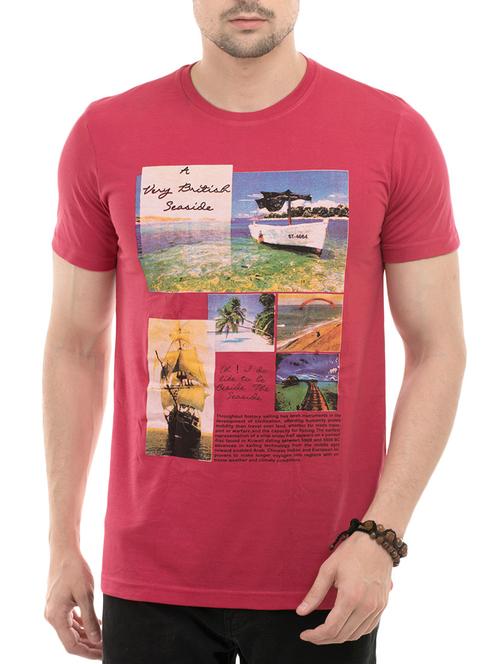 pink cotton front print tshirt - 14494972 - Very Small Image - 1