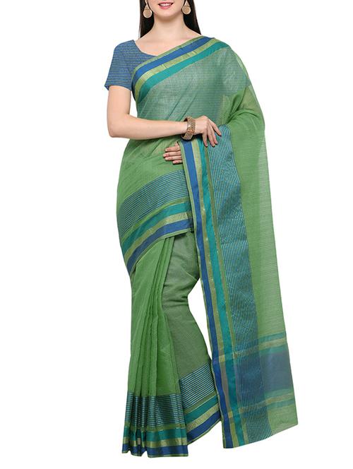 green bordered saree with blouse - 14495228 - Very Small Image - 1