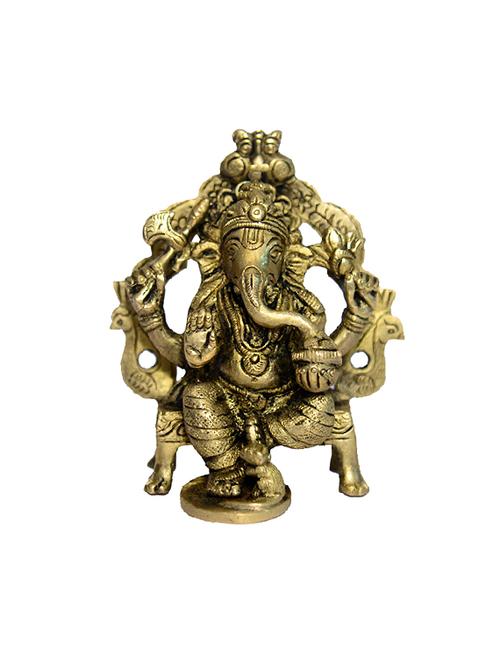 decorative brass small god idol of ganesh with kaman bajath handicrafts product - 14496550 - Very Small Image - 1