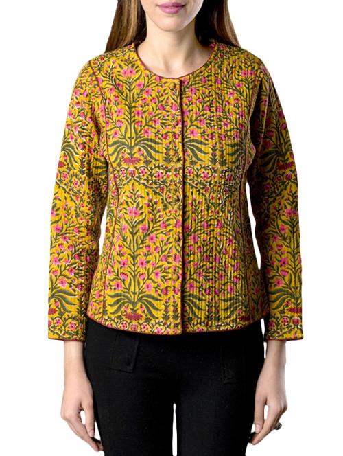 pink lemon yellow cotton quilted jacket - 14497018 - Very Small Image - 1