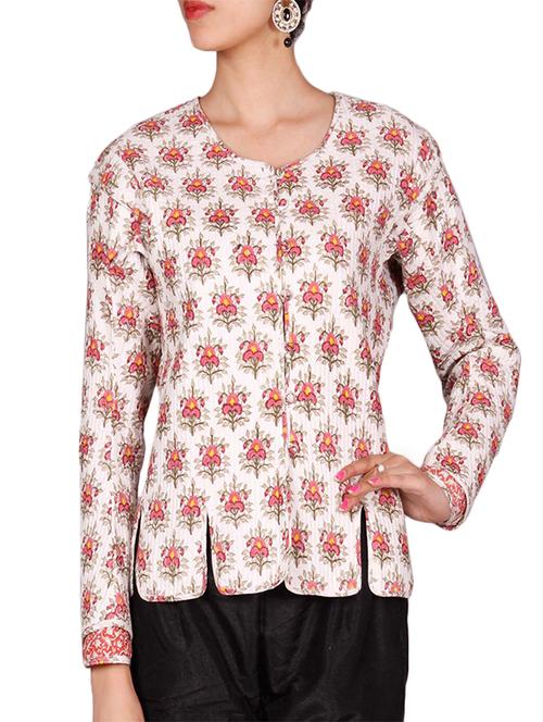 pink lemon white cotton quilted jacket - 14497019 - Very Small Image - 1