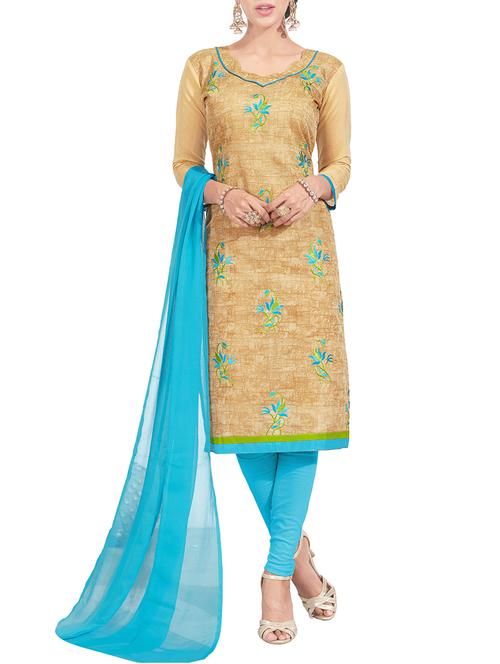 embroidered unstitched churidaar suit - 14498629 - Very Small Image - 1