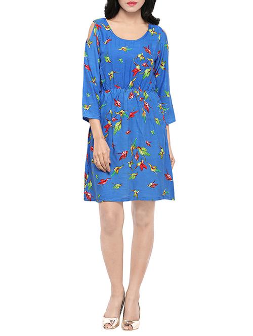 blue printed dress - 14500744 - Very Small Image - 1