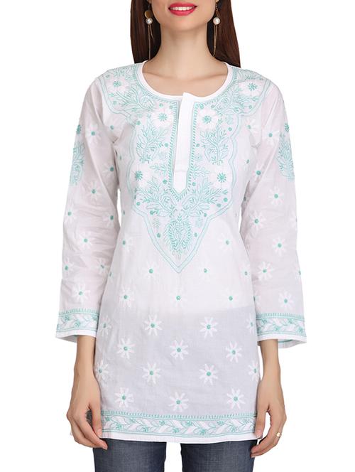 ada white cotton straight kurti - 14501506 - Very Small Image - 1