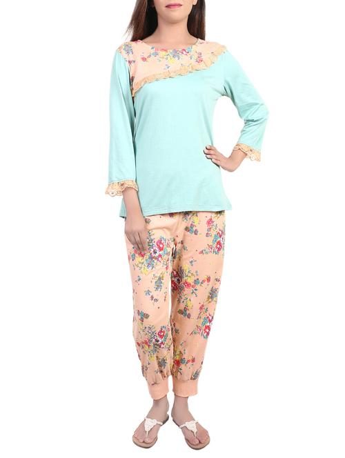 multi colored cotton nightwear set - 14502079 - Very Small Image - 1