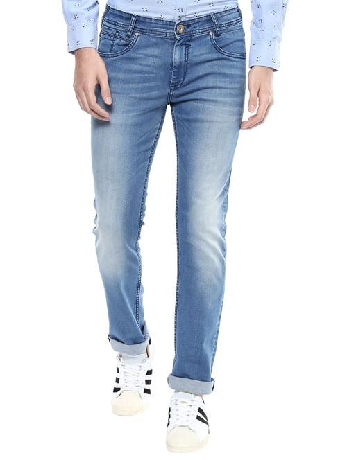 blue cotton washed jeans - 14504571 - Very Small Image - 1