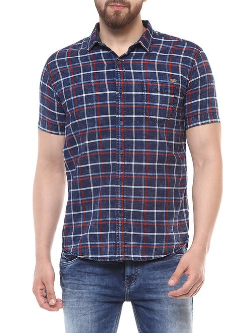 blue cotton casual shirt - 14504663 - Very Small Image - 1