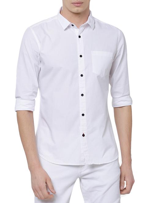 White Cotton Casual Shirt - 14505519 - Very Small Image - 1
