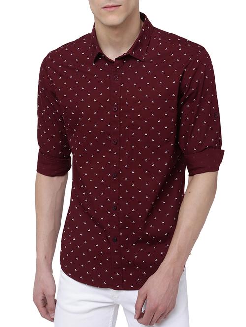 maroon cotton casual shirt - 14505543 - Very Small Image - 1