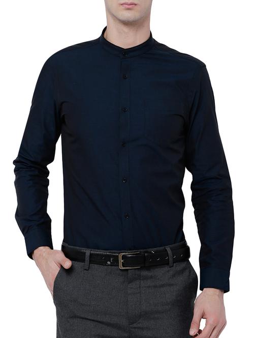 navy blue cotton formal shirt - 14505643 - Very Small Image - 1