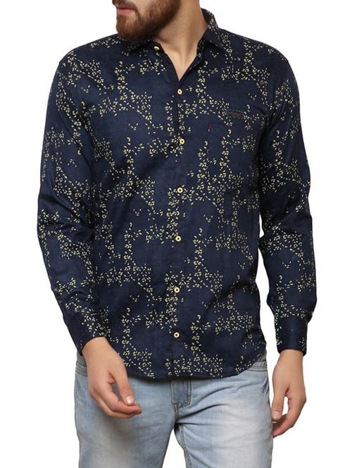 dark blue cotton casual shirt - 14505788 - Very Small Image - 1