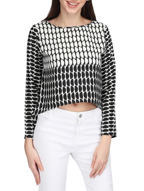 black printed crepe top - 14506296 - Very Small Image - 1