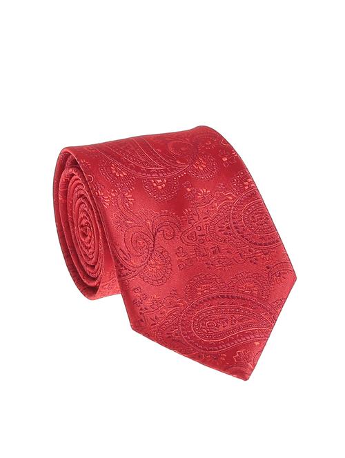 red micro silk fabric tie with cuff link and pocket square - 14506791 - Very Small Image - 1