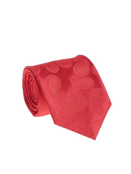 red micro silk fabric tie with cuff link and pocket square - 14506809 - Very Small Image - 1