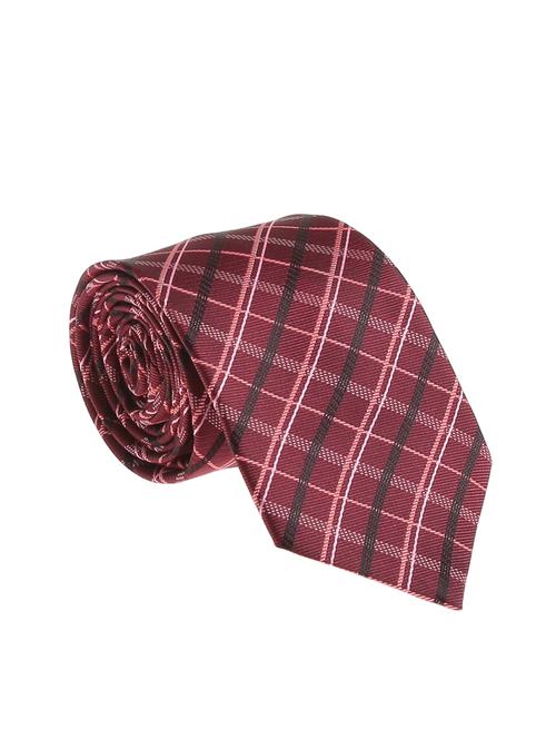 maroon  micro silk fabric tie with cuff link and pocket square - 14506844 - Very Small Image - 1