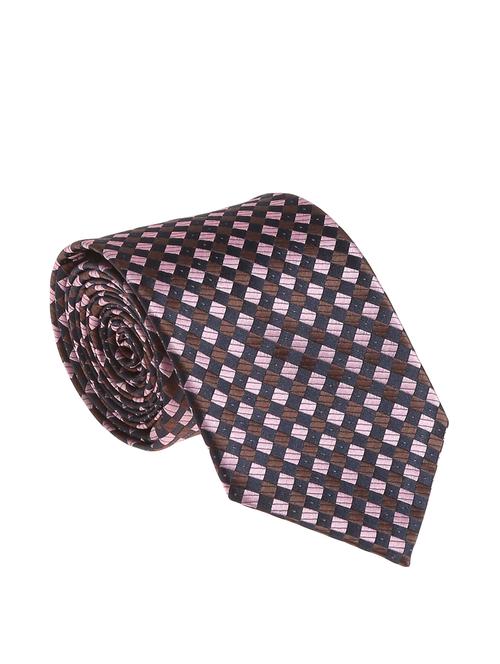 brown  micro silk fabric tie with cuff link and pocket square - 14506918 - Very Small Image - 1