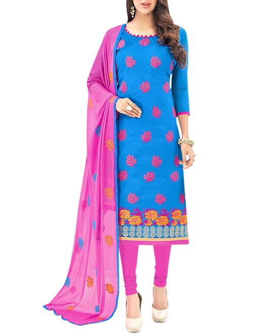 embroidered unstitched churidaar suit - 14510054 - Very Small Image - 1