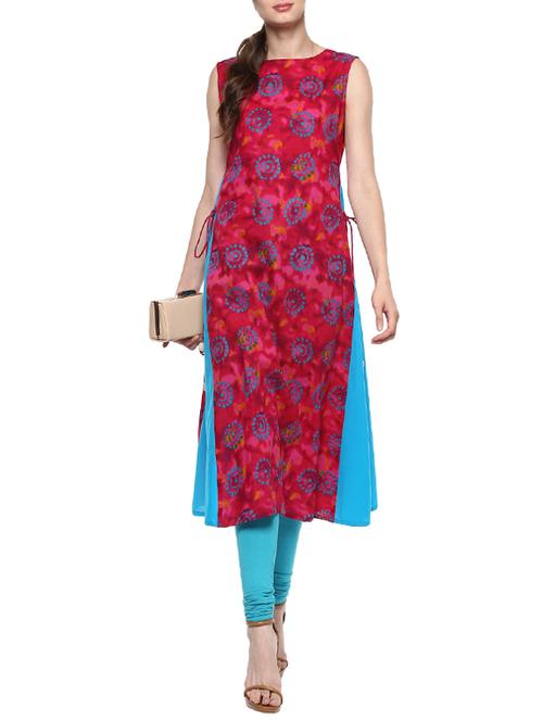 pink cotton aline kurta - 14511993 - Very Small Image - 1