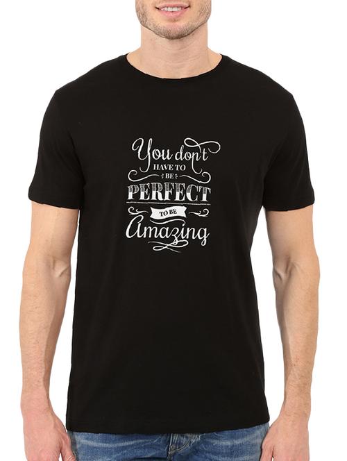 black cotton chest print tshirt - 14512067 - Very Small Image - 1