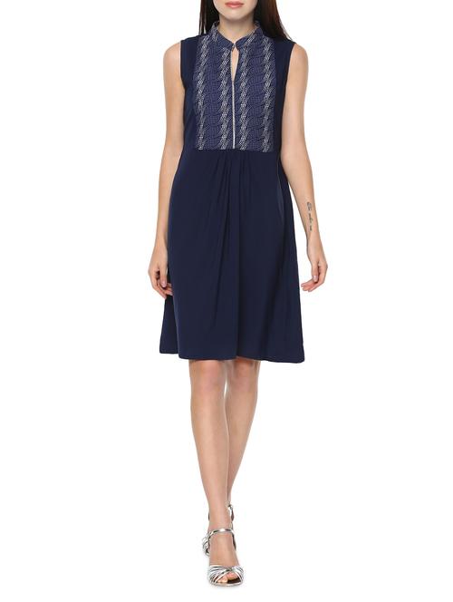 navy blue printed dress - 14513157 - Very Small Image - 1