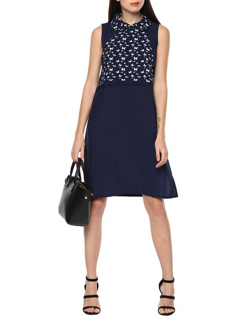 navy blue printed dress - 14513158 - Very Small Image - 1