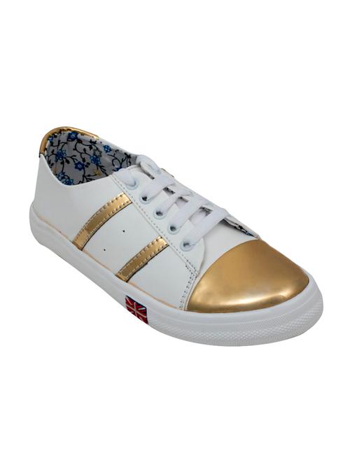 white leatherette laceup sneakers - 14514786 - Very Small Image - 1