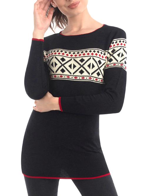 black woolen casual pullover - 14515066 - Very Small Image - 1