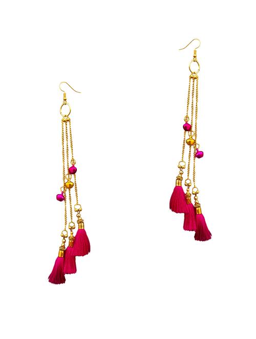 pink cotton blend drop earrings - 14515762 - Very Small Image - 1