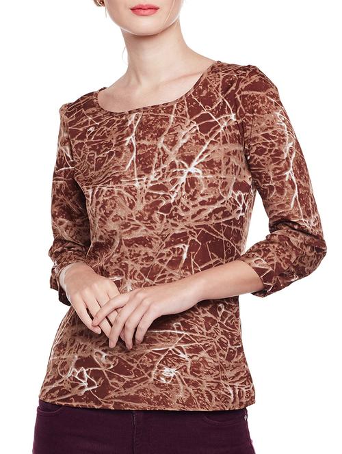 brown printed top - 14516356 - Very Small Image - 1