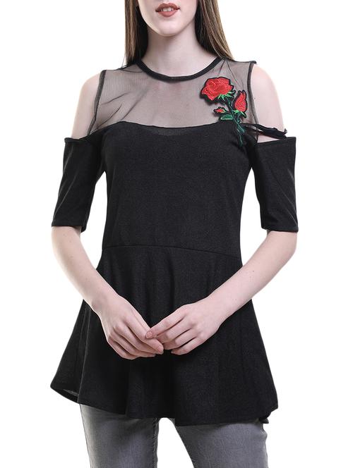 black cold shoulder top - 14517506 - Very Small Image - 1