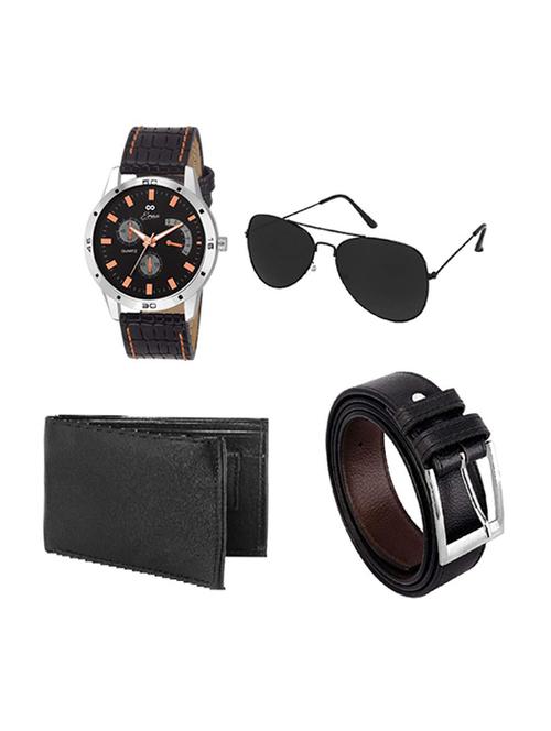 eraa men's combo of wrist watch, black belt & wallet with sunglass combo 135 - 14517585 - Very Small Image - 1