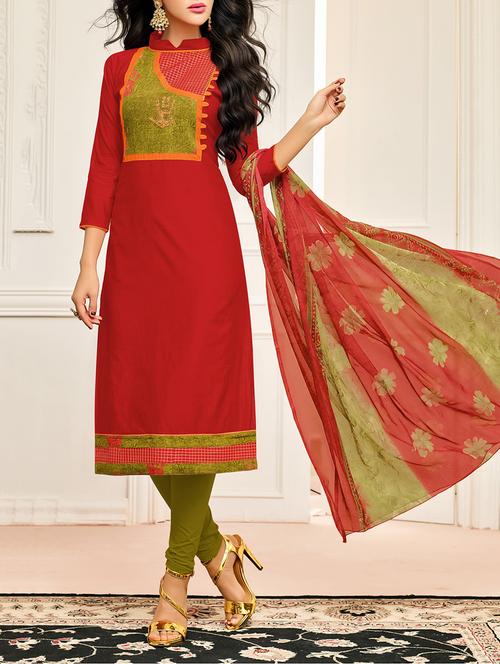 embroidered unstitched churidaar suit - 14519222 - Very Small Image - 1