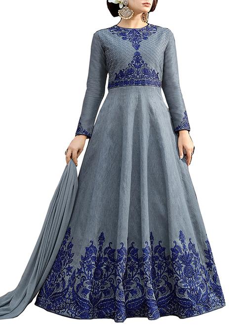 embroidered anarkali suits semi-stitched suit - 14519324 - Very Small Image - 1