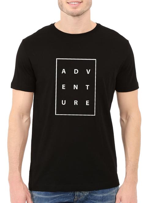 black cotton chest print tshirt - 14520634 - Very Small Image - 1