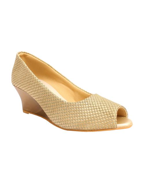 Kraft Cellar Gold Ethnic Peep-toe Wedge For Women - 14520906 - Very Small Image - 1