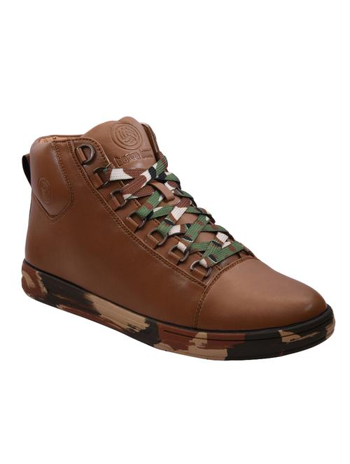 tan leatherette lace up sneaker - 14521342 - Very Small Image - 1