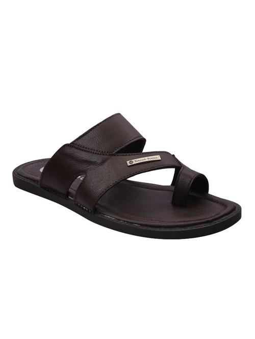 brown leather slip on slippers - 14521362 - Very Small Image - 1