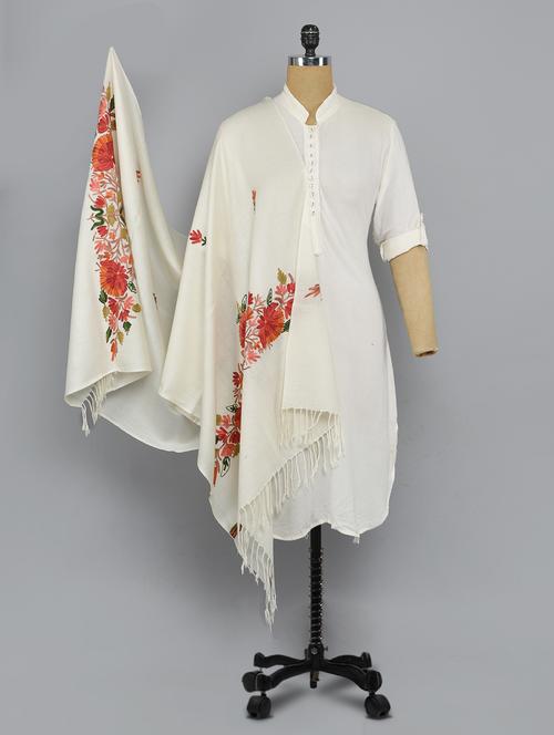 white woolen shawl - 14521595 - Very Small Image - 1