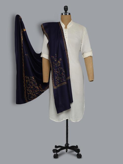 navy blue embroidered shawl - 14521723 - Very Small Image - 1