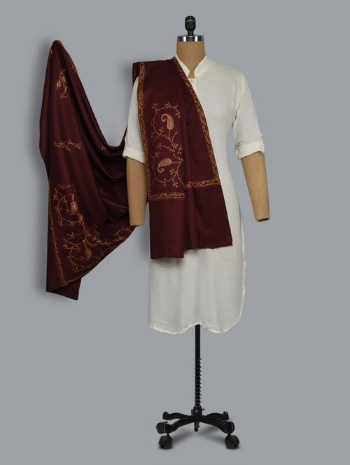 brown embroidered shawl - 14521726 - Very Small Image - 1