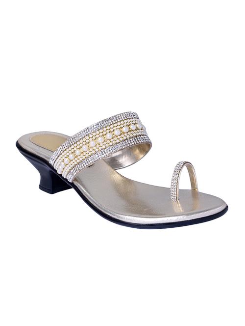 gold leatherette one toe sandals - 14528525 - Very Small Image - 1