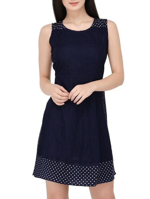 polka dots laced a-line dress  - 14529322 - Very Small Image - 1