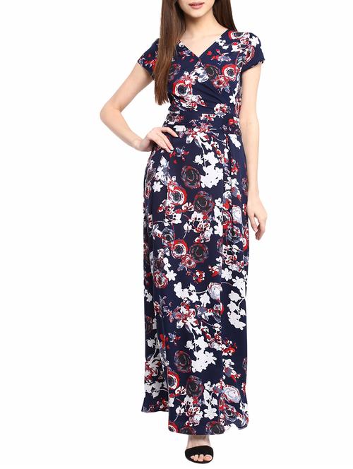 navy blue floral maxi dress - 14531495 - Very Small Image - 1