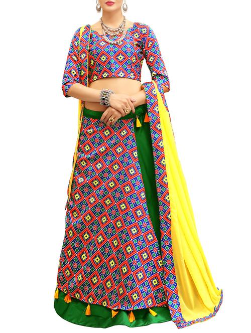 multi colored silk flared lehenga - 14531978 - Very Small Image - 1