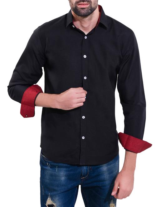 black cotton casual shirt - 14532748 - Very Small Image - 1
