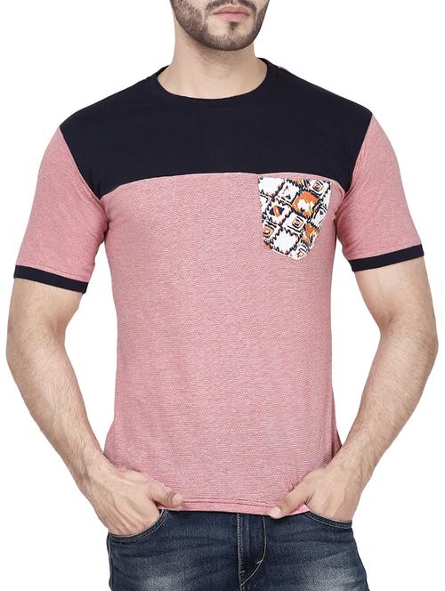pink cotton color block t-shirt - 14533811 - Very Small Image - 1