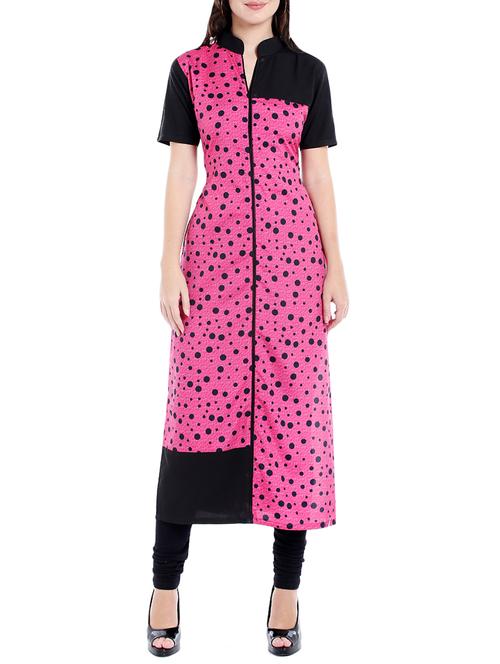 pink crepe straight kurta - 14535054 - Very Small Image - 1