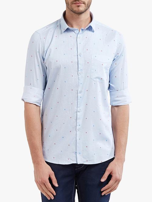 light blue cotton casual shirt - 14536546 - Very Small Image - 1